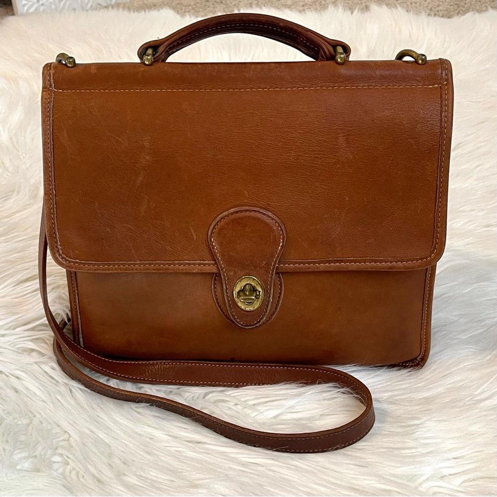Coach Vintage Willis British Tan Leather Crossbody / Top Handle Bag